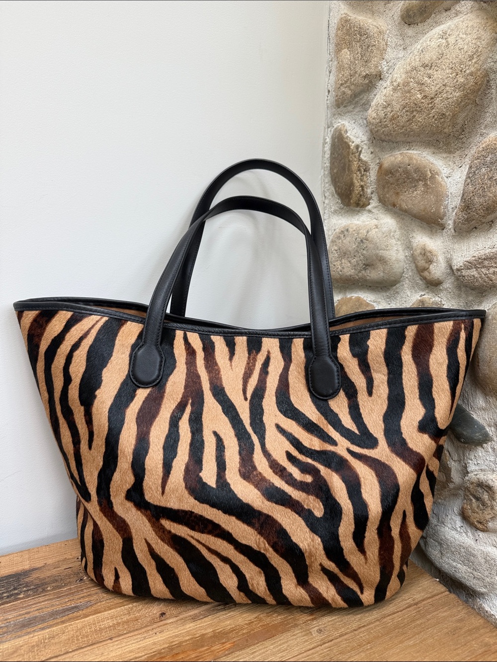 NWT J. Crew Berkeley Leather and Zebra-Striped Calf Hair Tote Bag